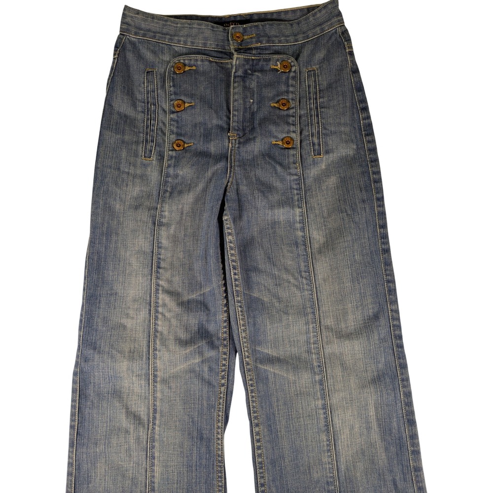 Odyn Drik Mere Kaffe Jeans High Waist Sailor Style‎ Button Front Wide Leg (Read)